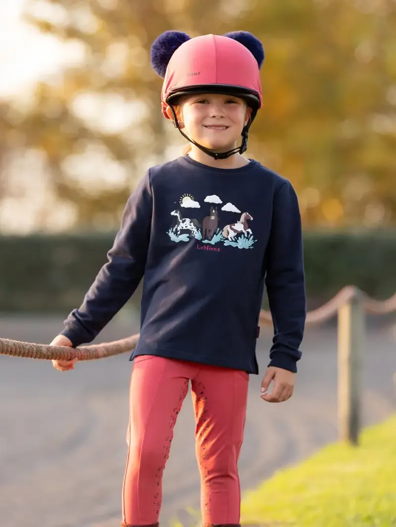 LeMieux Mini Poppy Long Sleeve Top - Navy-4