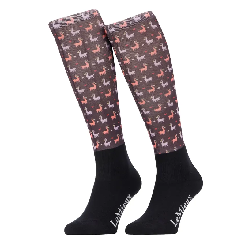 LeMieux Footsie Socks Llamas - Damson-1