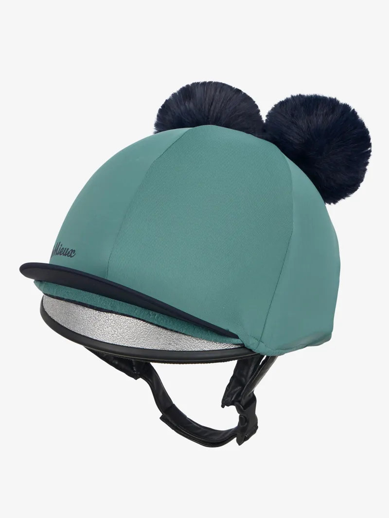 LeMieux Mini Double Pom Hat Silk - Navy/Aloe-3