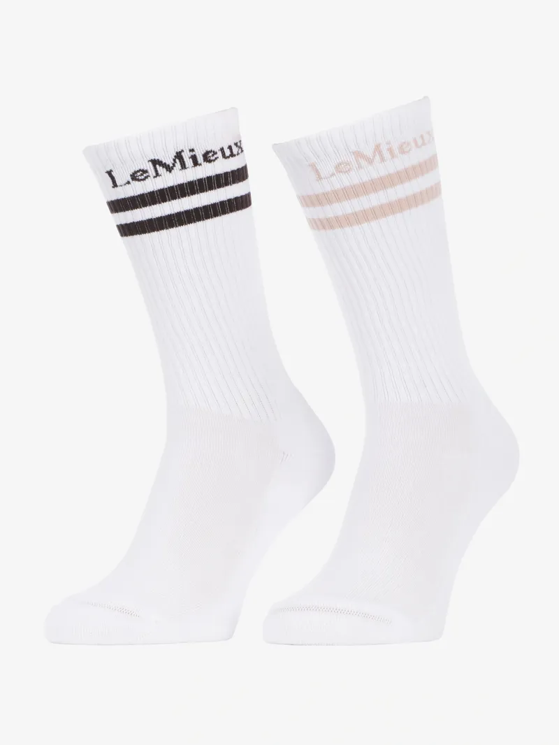 LeMieux High Crew Socks 2 Pack - White
