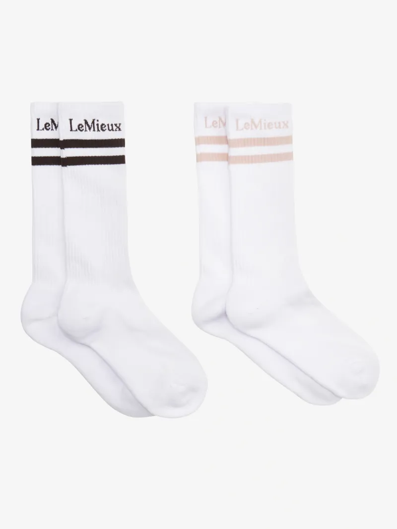 LeMieux High Crew Socks 2 Pack - White-1