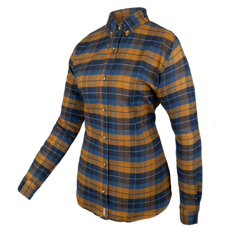 Jack Pyke Ladies Bleasdale Heavy Flannel Shirt - Navy Russet-1