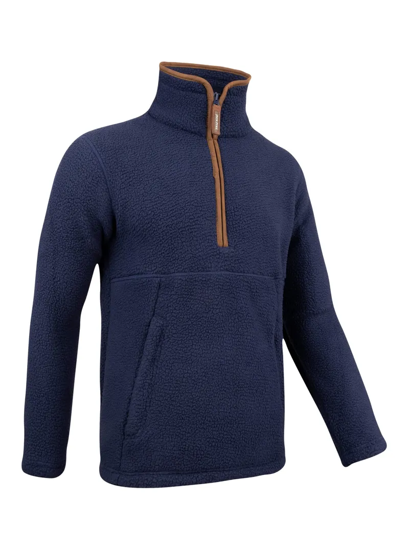 Jack Pyke Junior Half Zip Sherpa Fleece Pullover - Navy-2