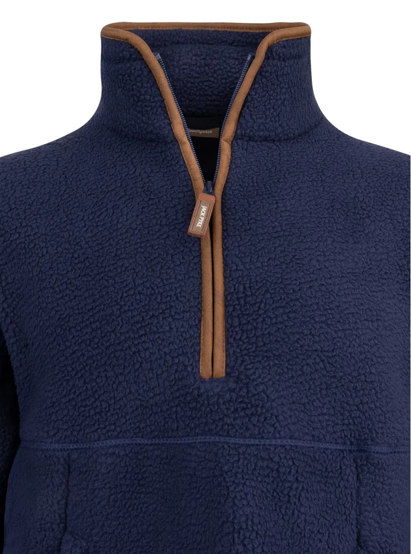 Jack Pyke Junior Half Zip Sherpa Fleece Pullover - Navy-4