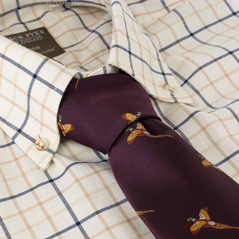 Jack Pyke Shooting Tie - Wine Pheasant-2