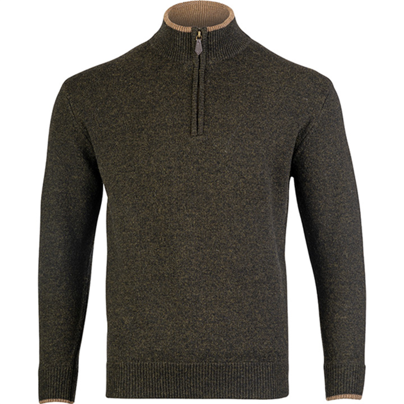 Jack Pyke Ashcombe Lambswool Zipknit Jumper - Dark Olive