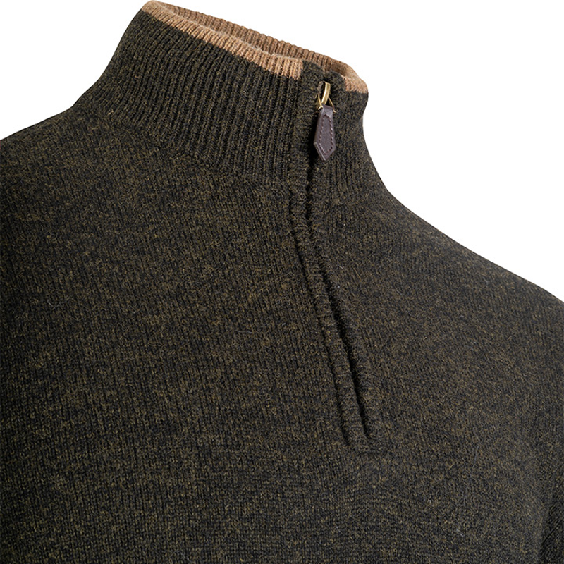 Jack Pyke Ashcombe Lambswool Zipknit Jumper - Dark Olive-3