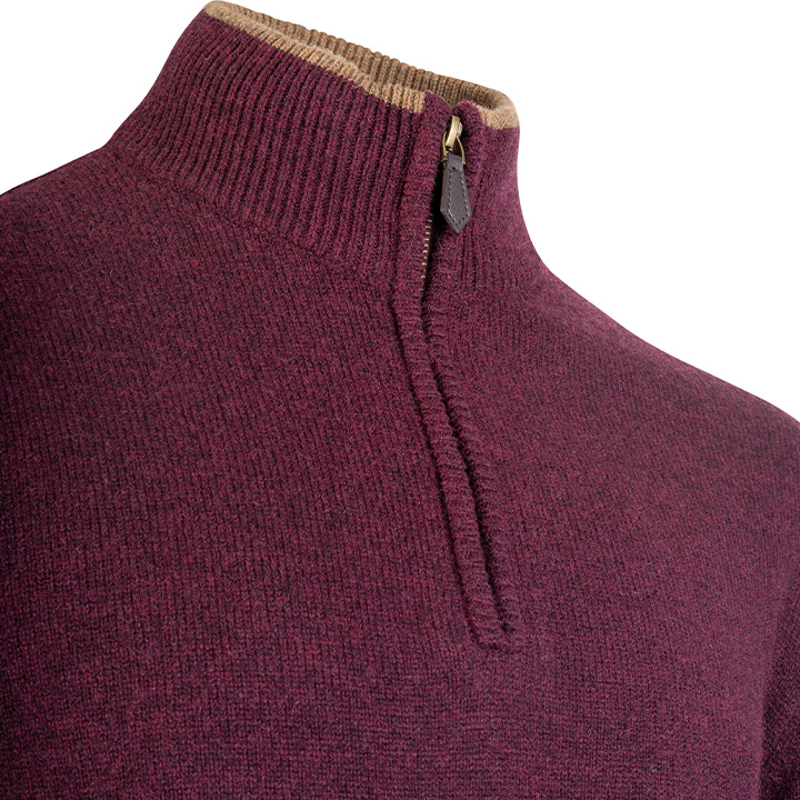 Jack Pyke Ashcombe Lambswool Zipknit Jumper - Plum-3