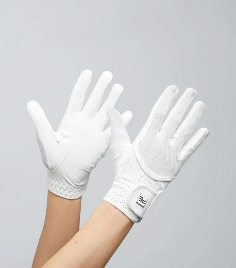 Premier Equine Presa Junior Mesh Competition Riding Gloves - White