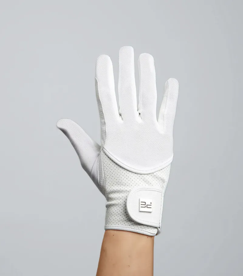 Premier Equine Presa Junior Mesh Competition Riding Gloves - White-5