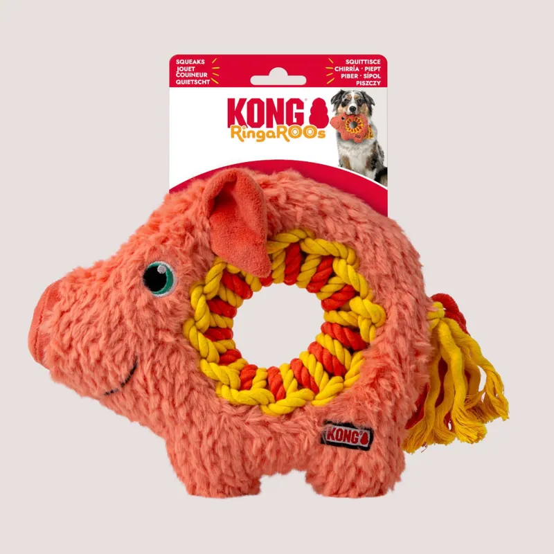 KONG Medium Dog Toy - Ringaroos Pig
