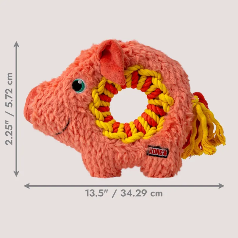 KONG Medium Dog Toy - Ringaroos Pig-3