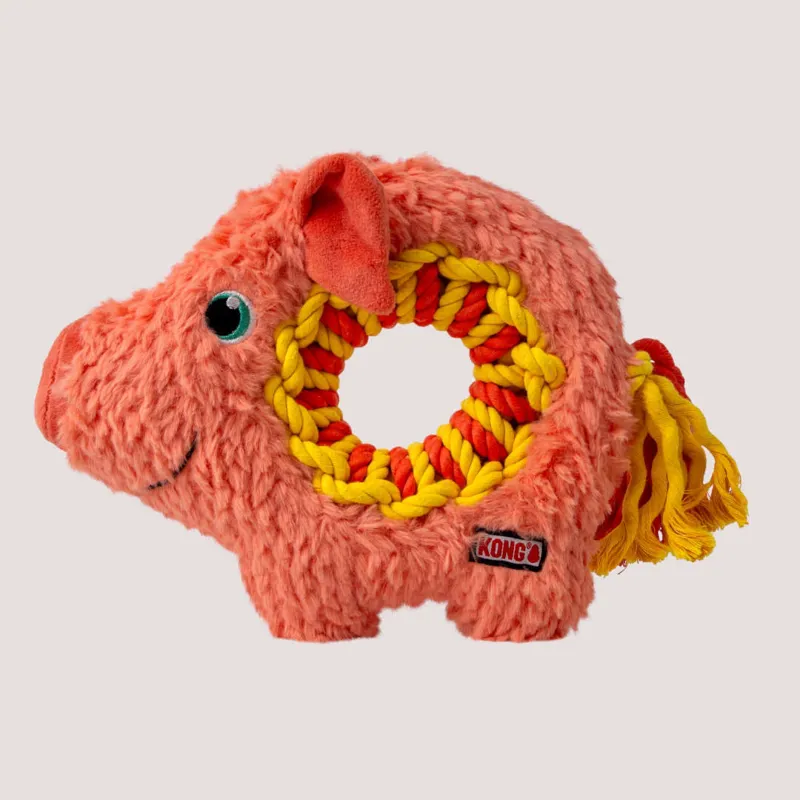 KONG Medium Dog Toy - Ringaroos Pig-4