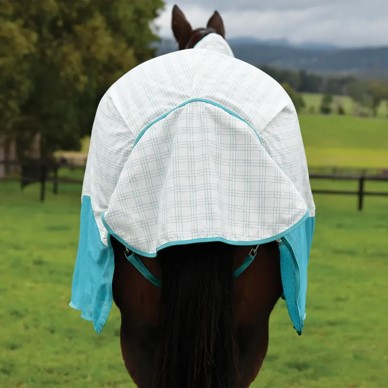 Weatherbeeta Kool Coat Airstream II Detachable Neck Fly Rug - White/Mint-5