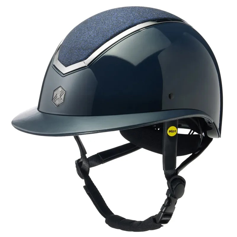 EQX Kylo MIPS Wide Peak Sparkly Riding Hat - Navy Gloss/Pewter