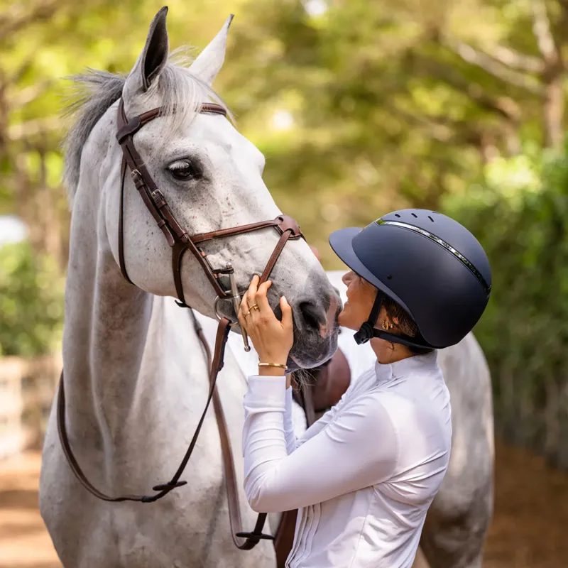 EQX Kylo Wide Peak Riding Hat - Navy Matte/Pewter-4