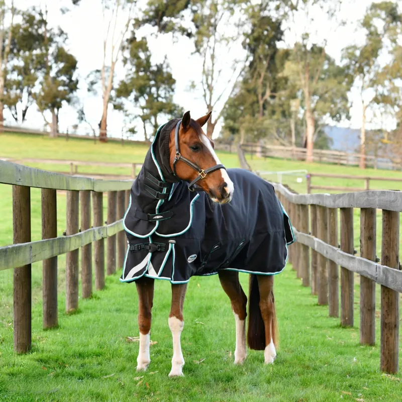 WeatherBeeta ComFiTec Ultra Comfi Detach-A-Neck 100g Turnout Rug - Charcoal-2