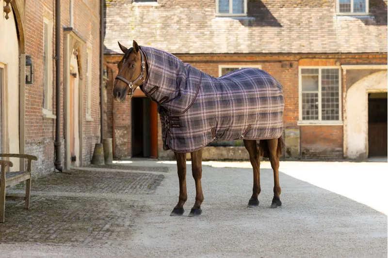 LeMieux Arika 200g Heritage Check Stable Rug with Neck - Cocoa-4
