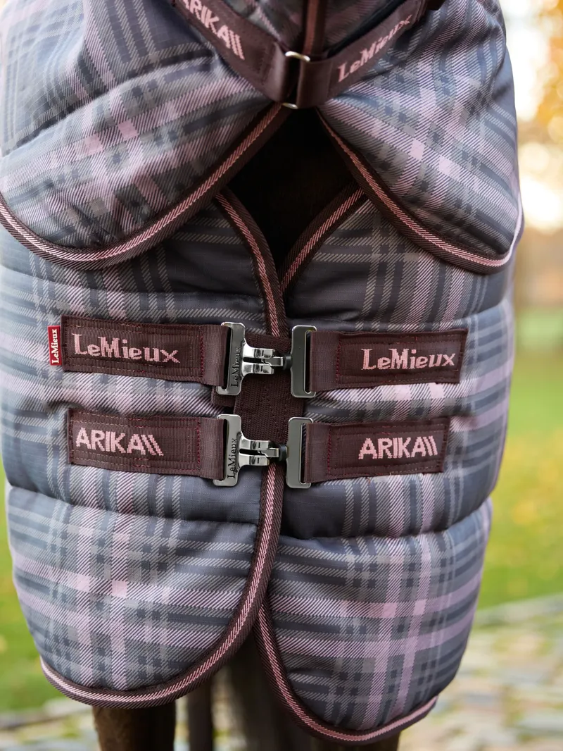 LeMieux Arika 200g Heritage Check Stable Rug with Neck - Cocoa-2