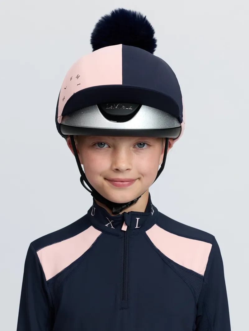 LeMieux Harlequin Hat Silk - Navy/Petal-1
