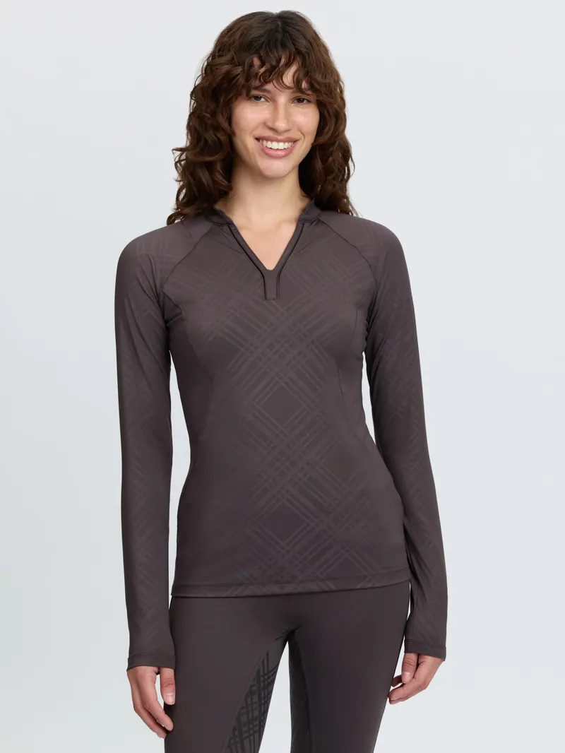 LeMieux Heritage Check Long Sleeve Base Layer - Cocoa-3