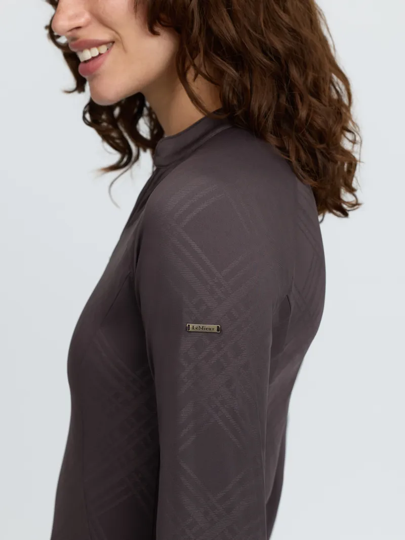 LeMieux Heritage Check Long Sleeve Base Layer - Cocoa-2