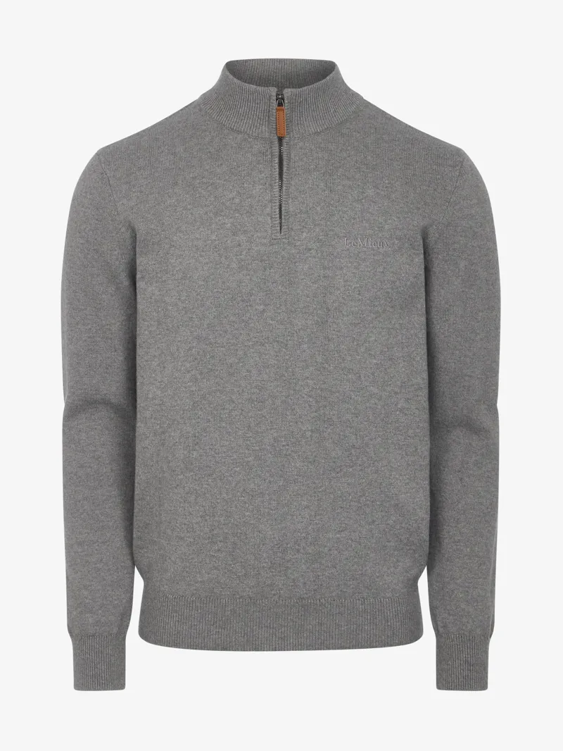 LeMieux Mens Quarter Zip Knit - Grey-2