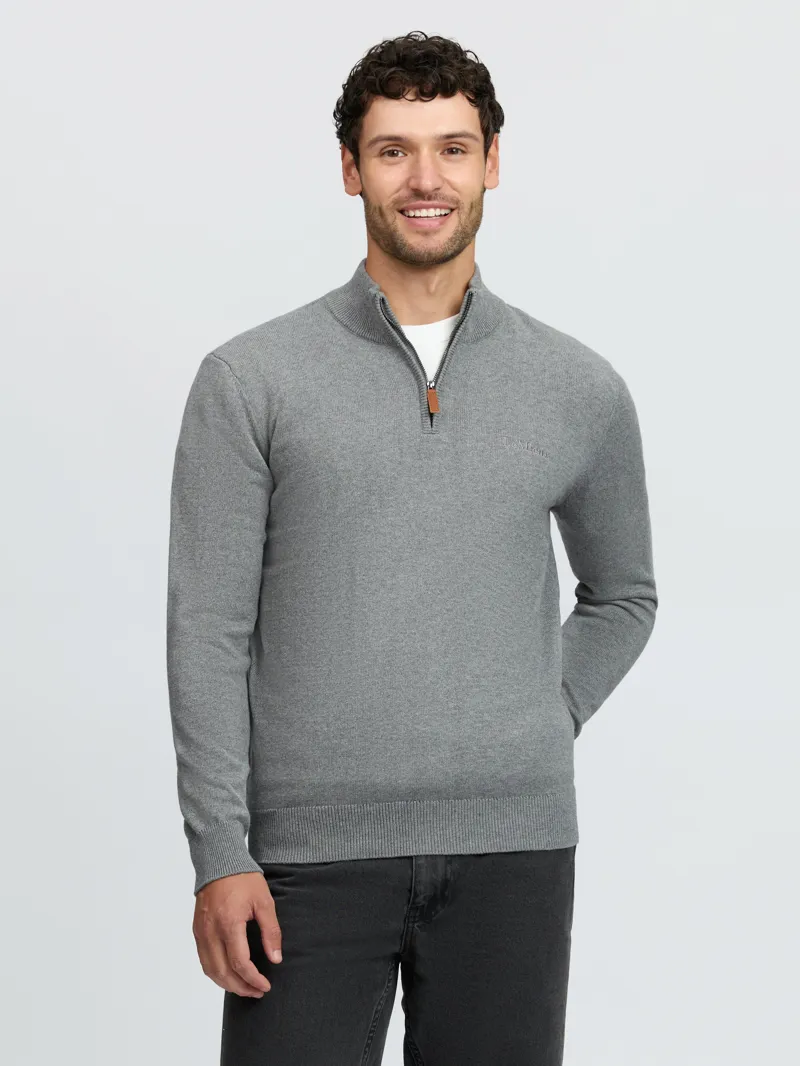 LeMieux Mens Quarter Zip Knit - Grey