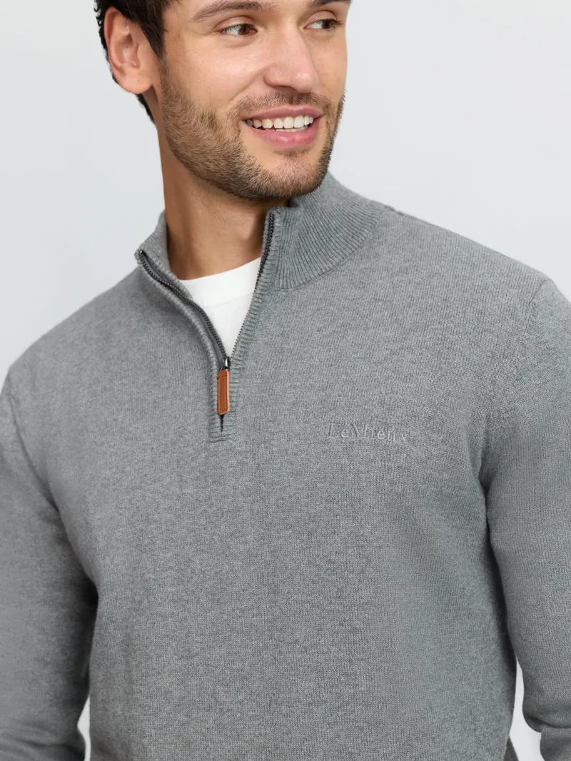 LeMieux Mens Quarter Zip Knit - Grey-3