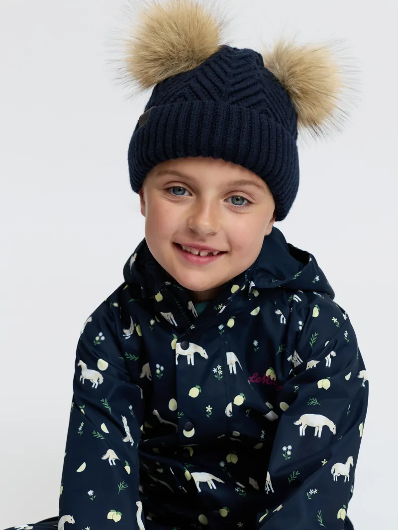 LeMieux Mini Double Pom Beanie - Navy-5