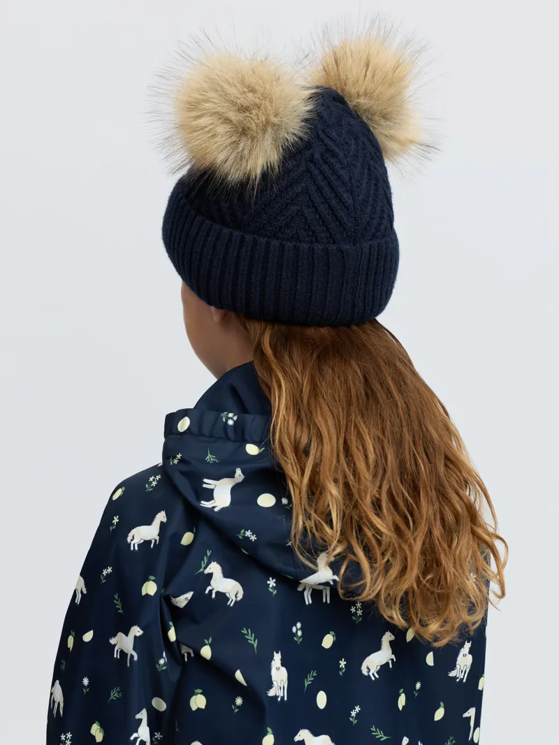 LeMieux Mini Double Pom Beanie - Navy-3