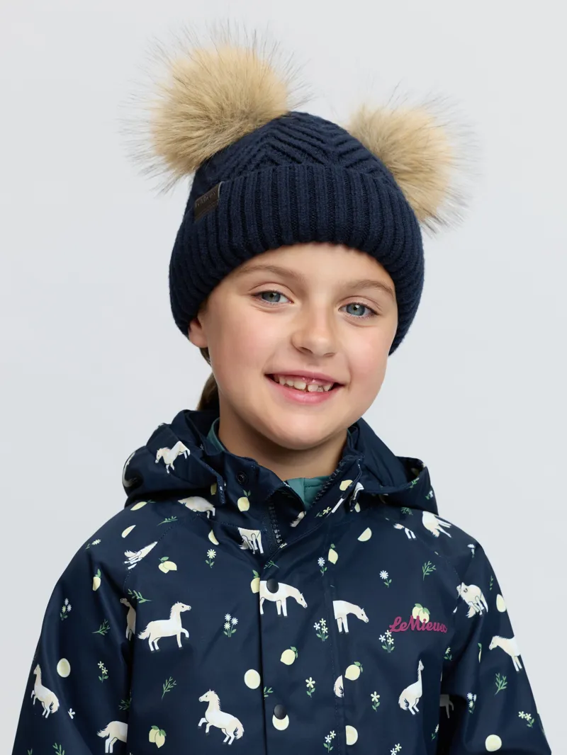 LeMieux Mini Double Pom Beanie - Navy-1