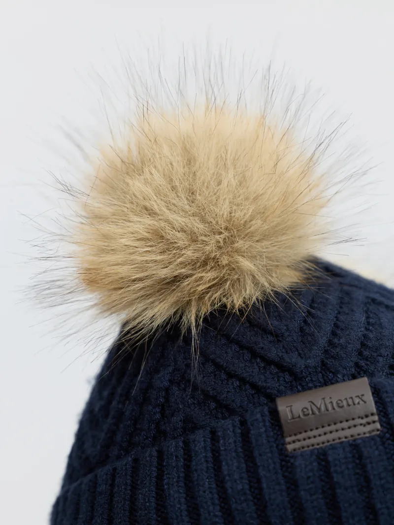 LeMieux Mini Double Pom Beanie - Navy-4