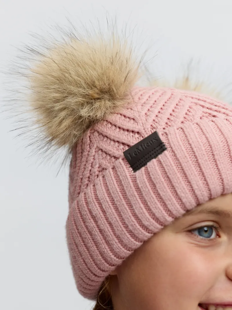 LeMieux Mini Double Pom Beanie - Petal-6