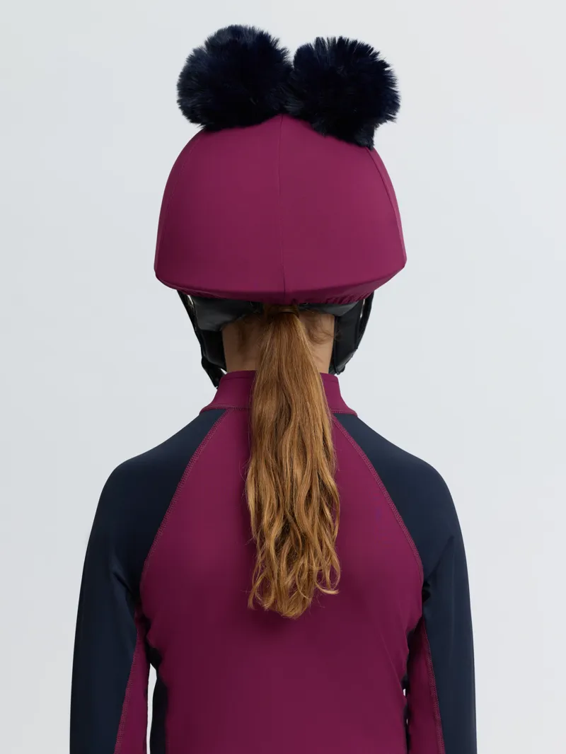 LeMieux Mini Double Pom Hat Silk - Blackberry-6