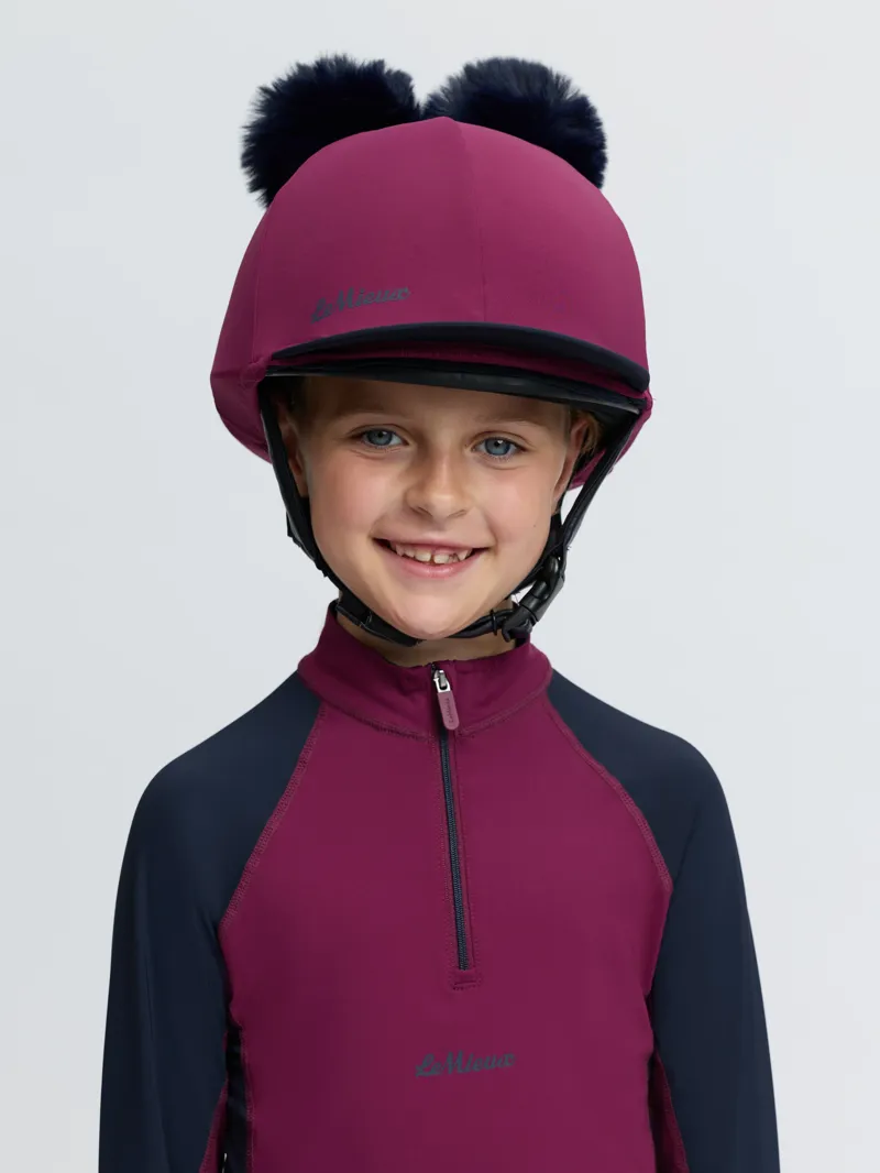 LeMieux Mini Double Pom Hat Silk - Blackberry