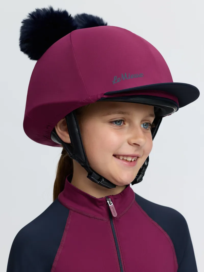 LeMieux Mini Double Pom Hat Silk - Blackberry-1