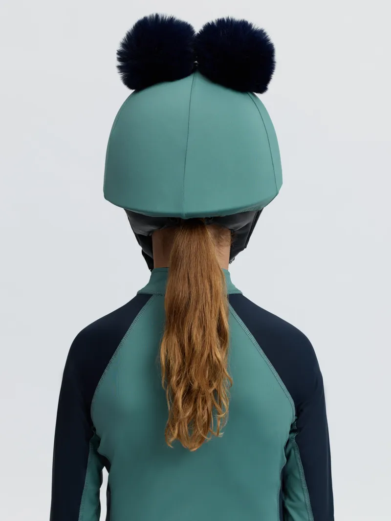 LeMieux Mini Double Pom Hat Silk - Navy/Aloe-6