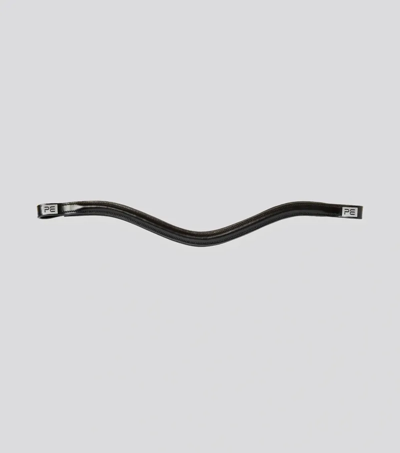 Premier Equine Liscio Plain Shaped Leather Browband - Black