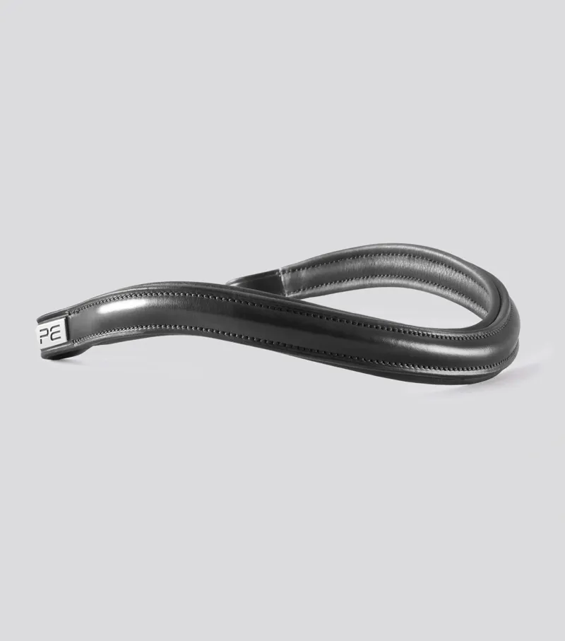 Premier Equine Liscio Plain Shaped Leather Browband - Black-1