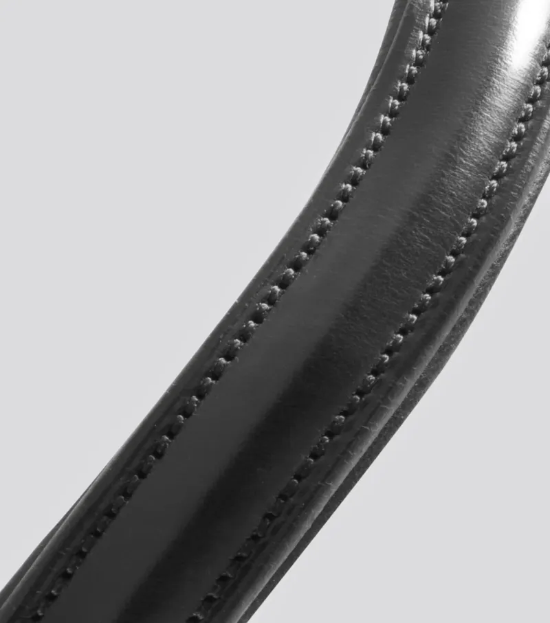 Premier Equine Liscio Plain Shaped Leather Browband - Black-2