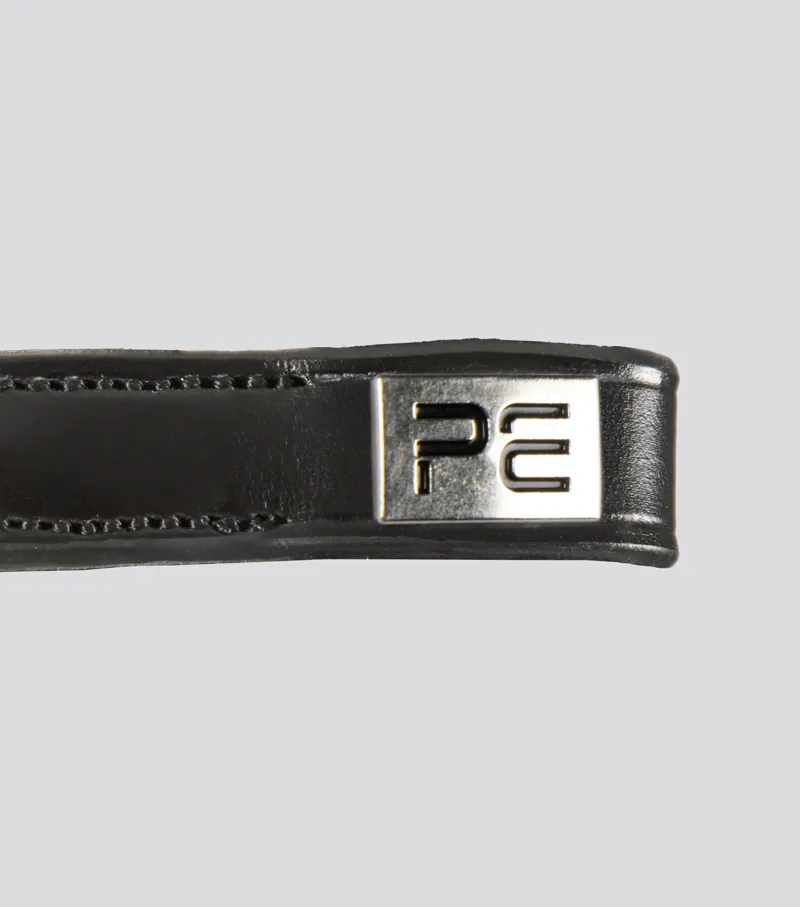 Premier Equine Liscio Plain Shaped Leather Browband - Black-3