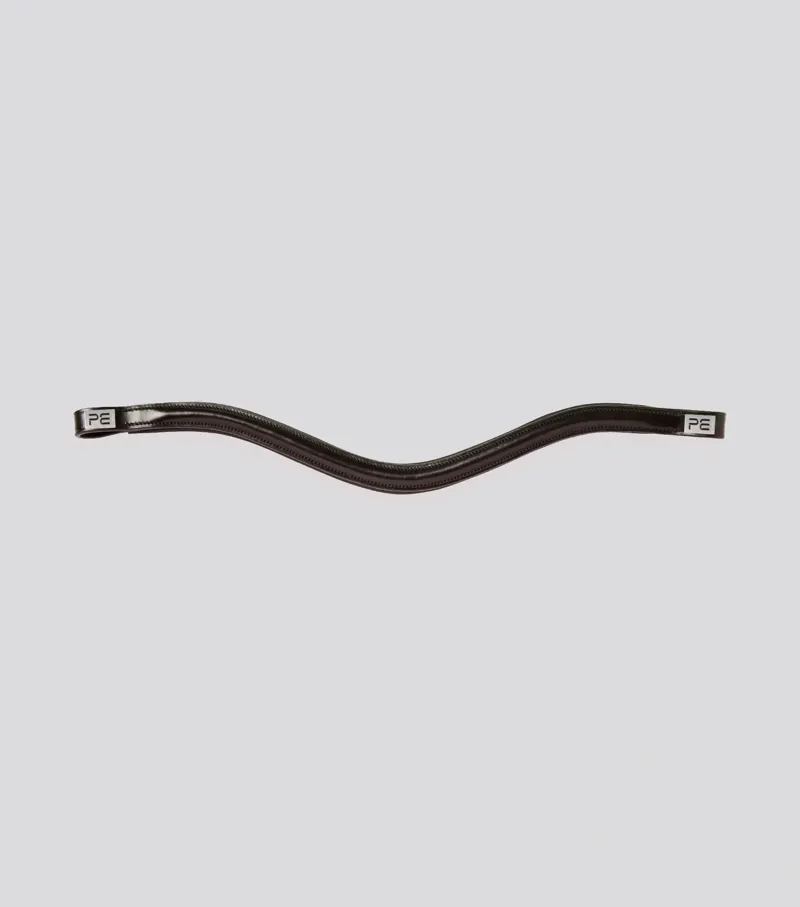 Premier Equine Liscio Plain Shaped Leather Browband - Dark Havana-1