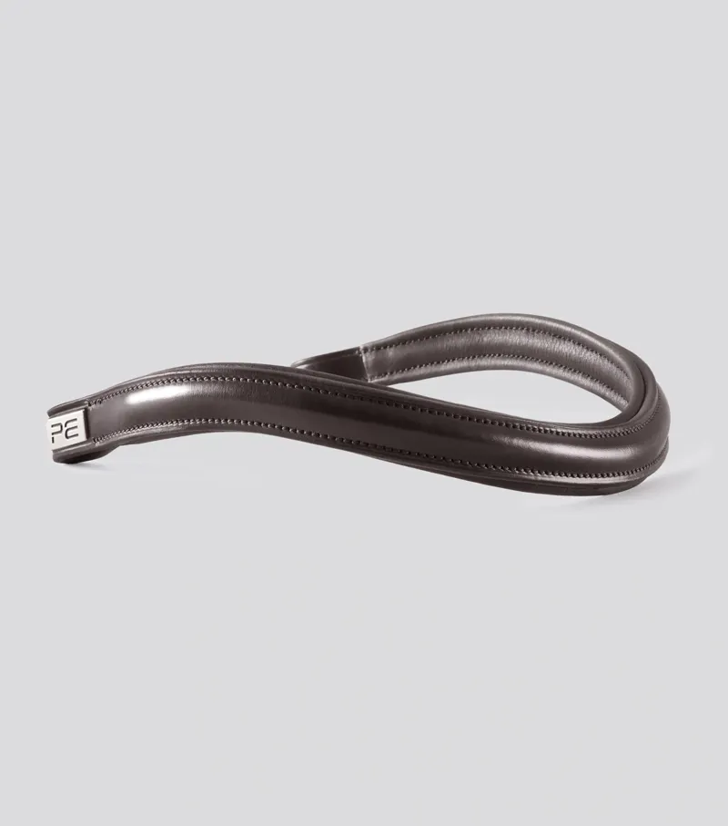 Premier Equine Liscio Plain Shaped Leather Browband - Dark Havana