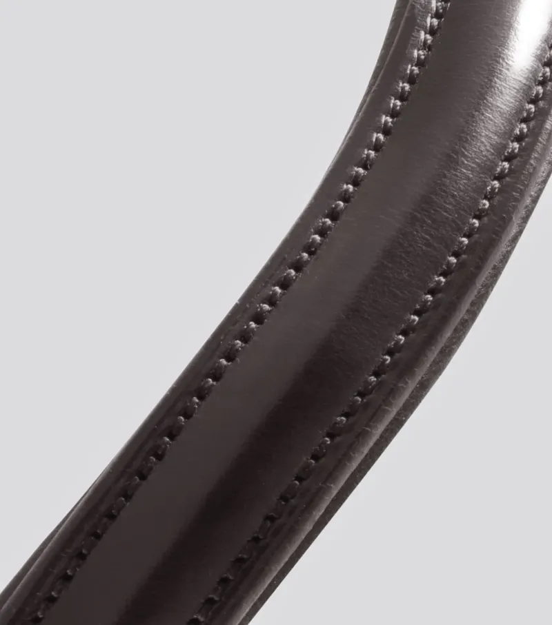 Premier Equine Liscio Plain Shaped Leather Browband - Dark Havana-2