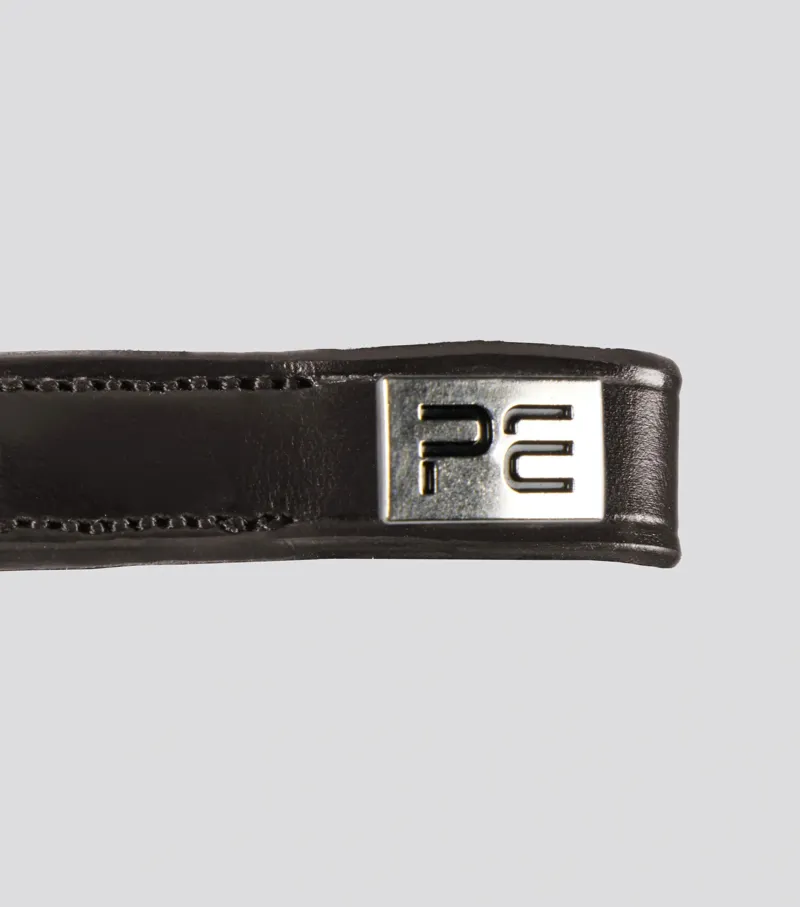Premier Equine Liscio Plain Shaped Leather Browband - Dark Havana-3