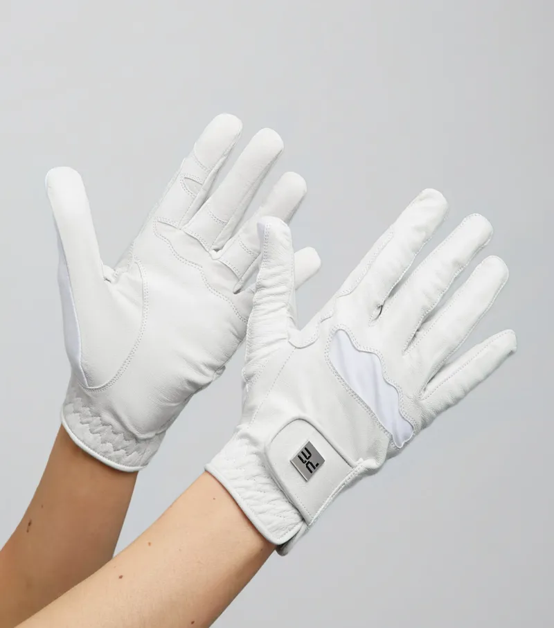 Premier Equine Mizar Ladies Leather Competition Riding Gloves - White-2