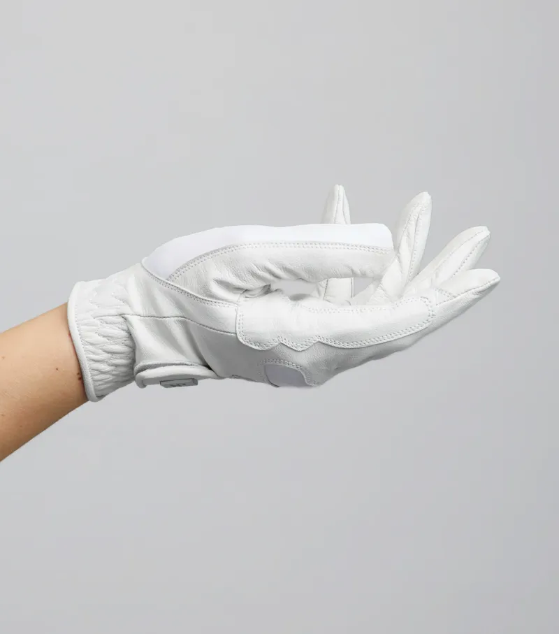 Premier Equine Mizar Ladies Leather Competition Riding Gloves - White-4