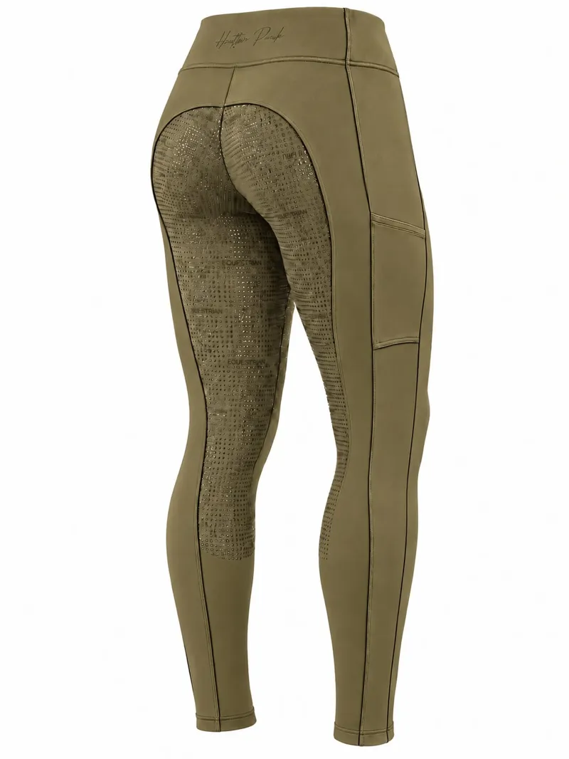 Hatton Park Orleton Childrens Winter Riding Tights - Olive-1