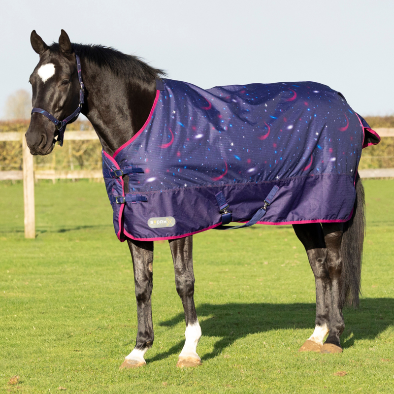 Hy StormX Original Out Of This World 100g Turnout Rug - Navy/Magenta